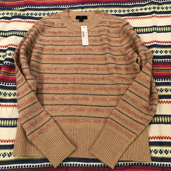 Jcrew sequin super soft sweater, camel, NWT, sz m - Picture 3 of 5